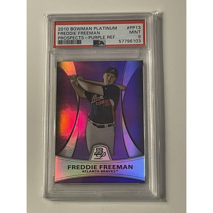 2010 Bowman Platinum Freddie Freeman* Prospects Purple Refractor #PP13 LA PSA 9*