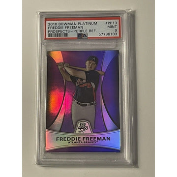 2010 Bowman Platinum Freddie Freeman* Prospects Purple Refractor #PP13 LA PSA 9*