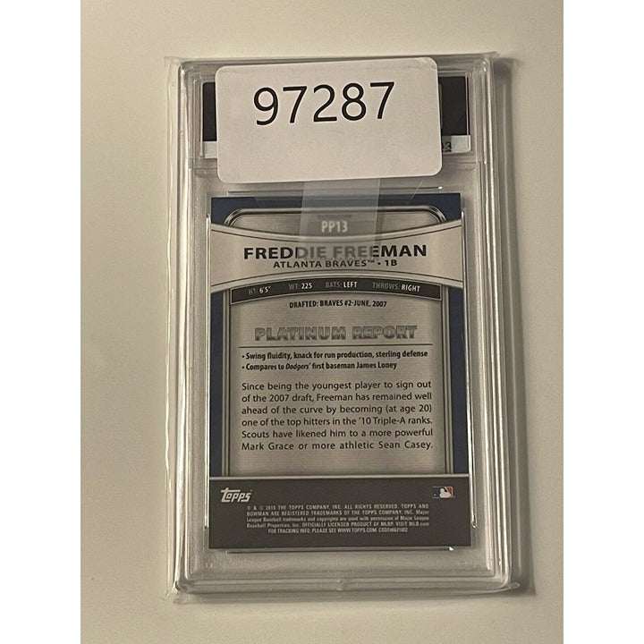 2010 Bowman Platinum Freddie Freeman Purple Refractor baseball card PSA 9 in protective case
