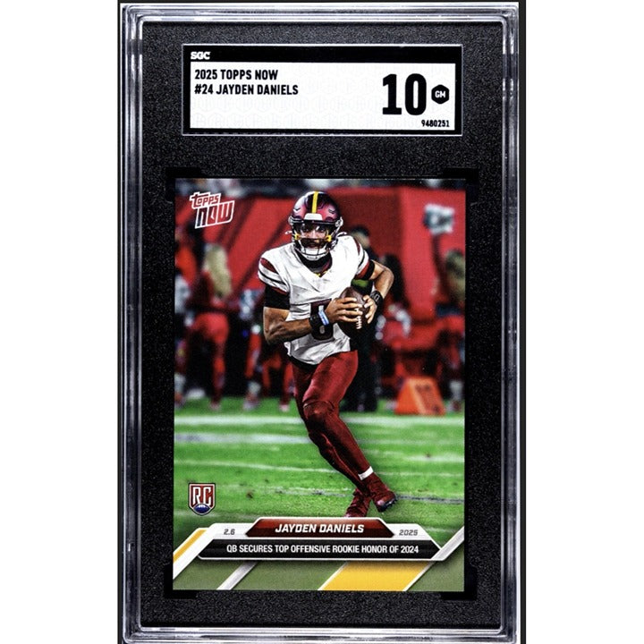 Jayden Daniels 2024 Topps NOW RC football card graded SGC 10 in protective case