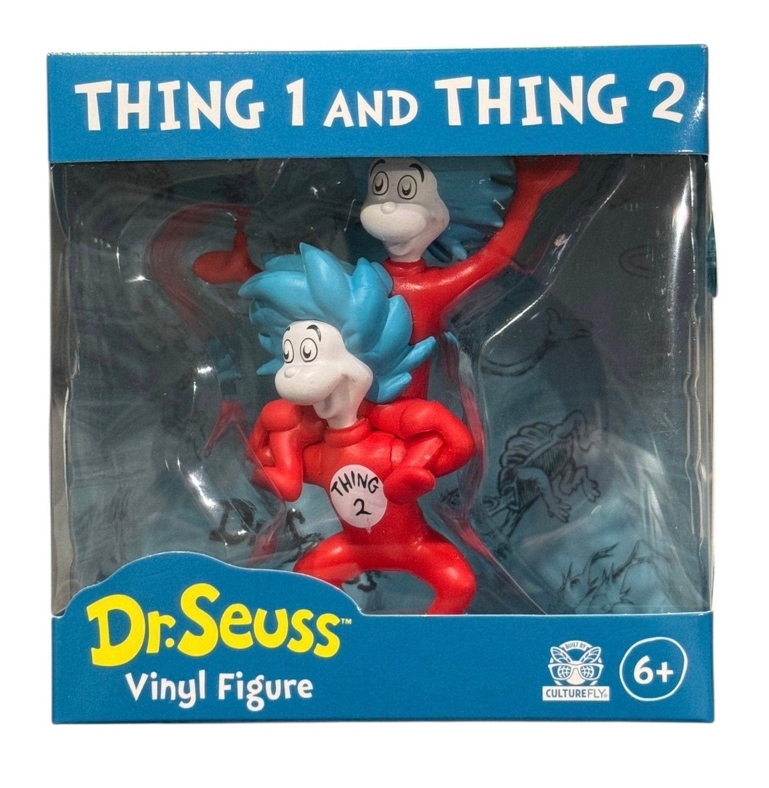 MINT Dr Seuss Thing 1 and Thing 2 red vinyl figure collectible in original box