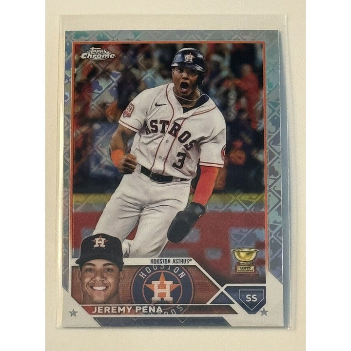 Jeremy Pena Topps Chrome Logofractor Rookie Cup card 2023 Houston Astros baseball collectible