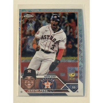 Jeremy Pena Topps Chrome Logofractor Rookie Cup card 2023 Houston Astros baseball collectible