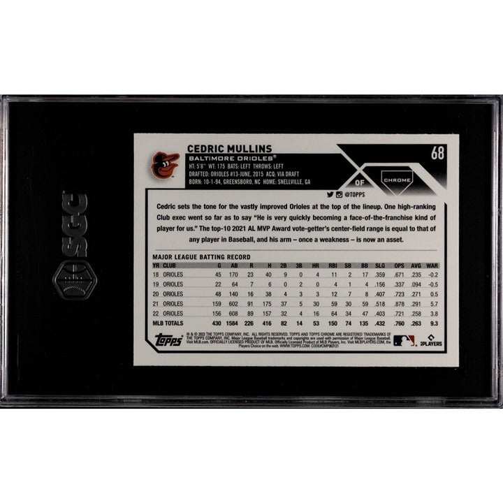 2023 Topps Chrome Cedrick Mullins Baltimore Orioles graded baseball card SGC 10