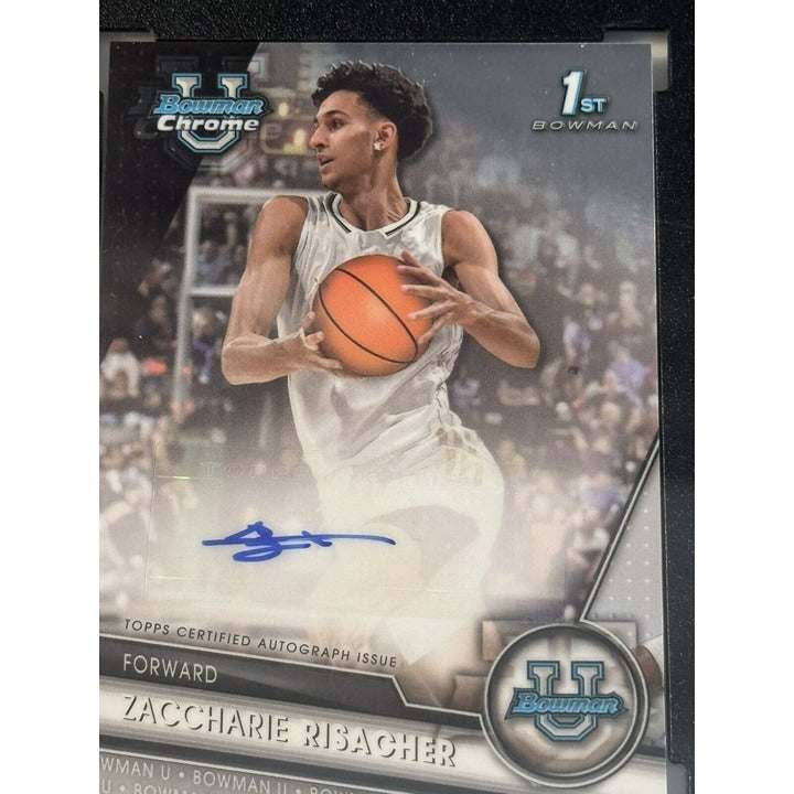 Zaccharie Risacher RC Auto 2023-24 Bowman U 1st Rookie NBA Hawks basketball card SGC 9.5 chrome parallel autograph