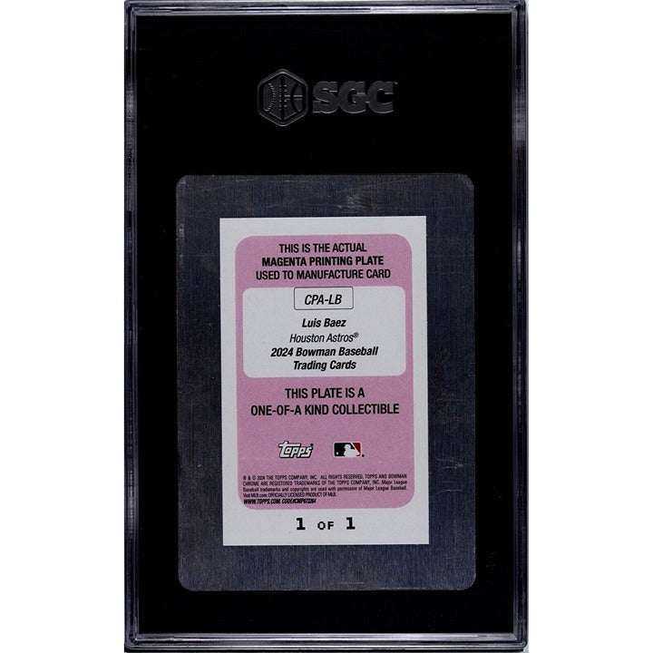 2024 Luis Baez RC Auto Bowman Chrome 1/1 Magenta Print Plate card with autograph in protective case