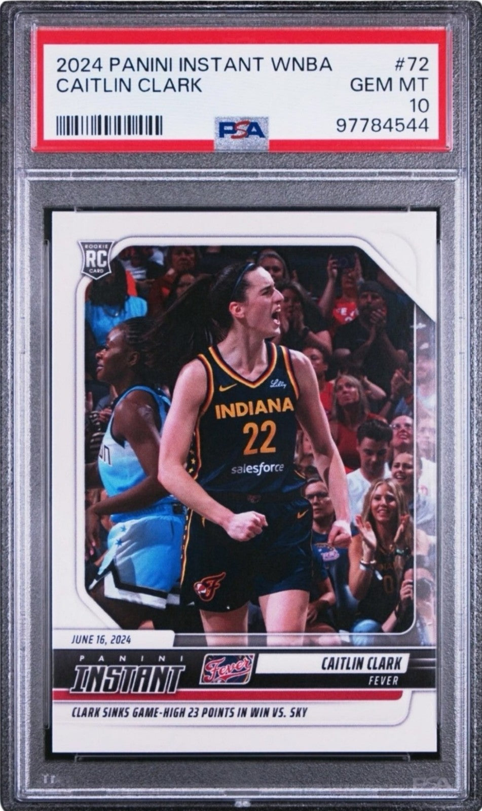 2024 Panini Instant WNBA Caitlin Clark Rookie Card 72 Win V Sky RC /4450 - SGC 8