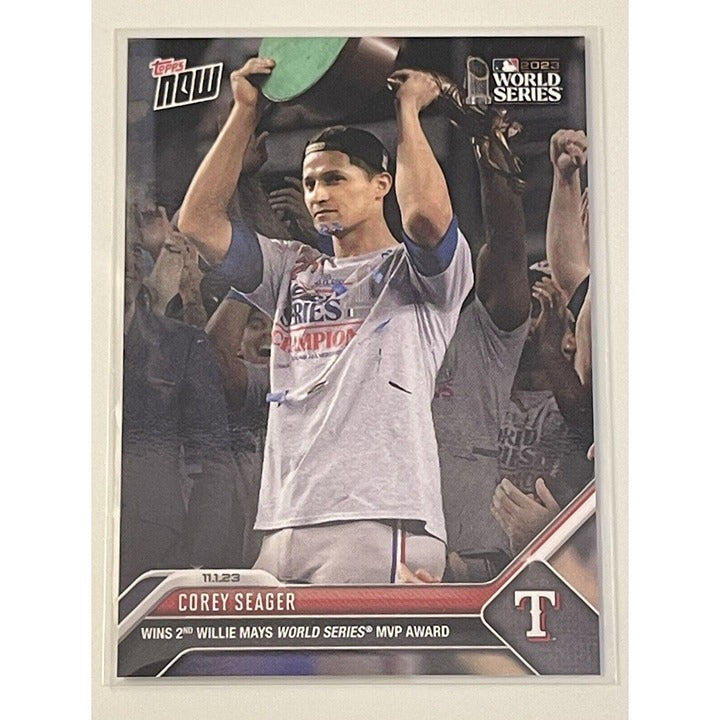 WORLD SERIES Corey Seager Topps NOW MVP Award Texas Rangers baseball card 2023 championship celebration