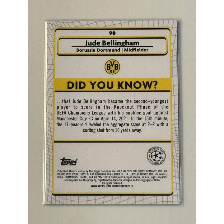 2021-22 Topps Merlin Futbol Jude Bellingham Borussia Dortmund UEFA Champions League trading card back