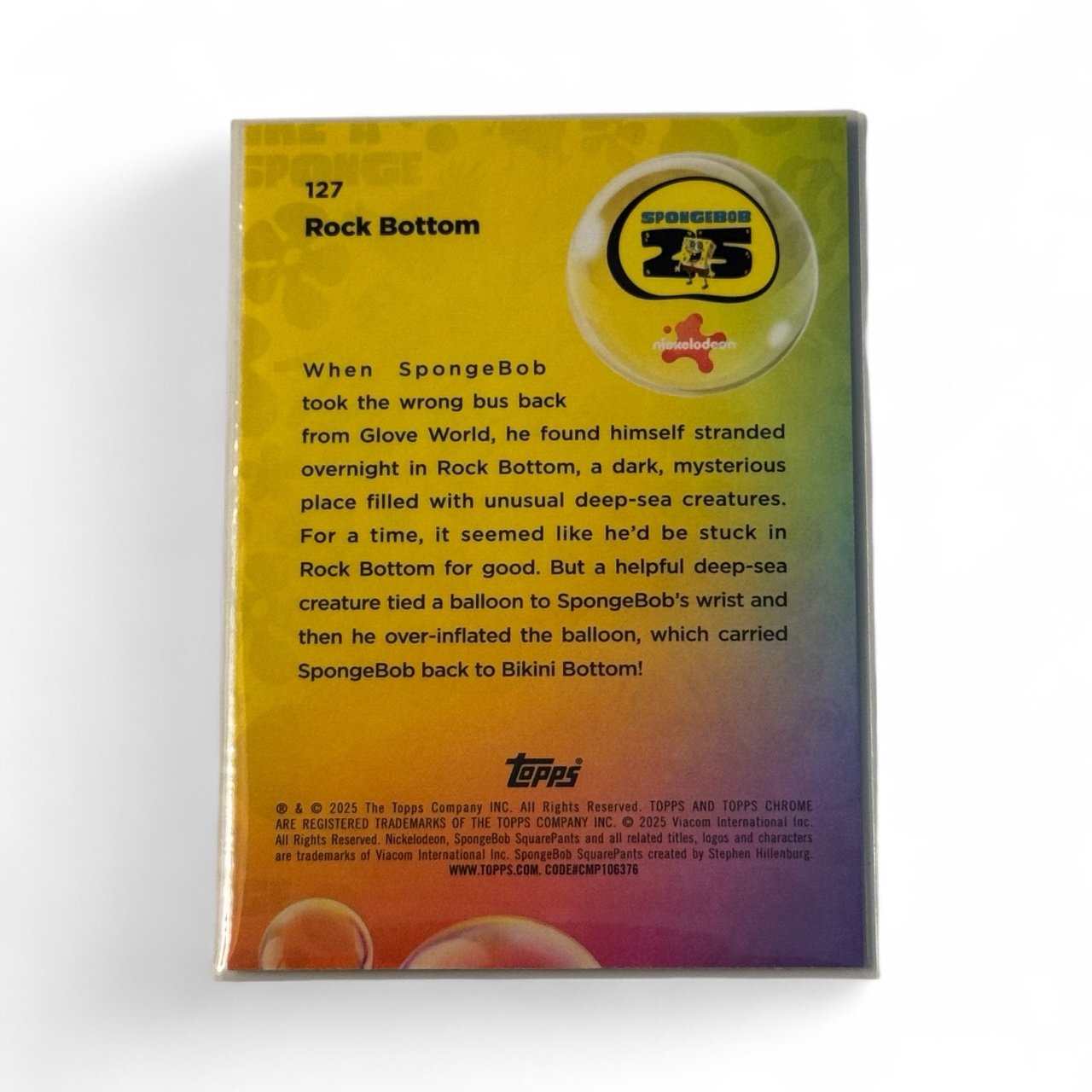 2024 Topps Chrome SpongeBob SquarePants Rock Bottom trading card back view