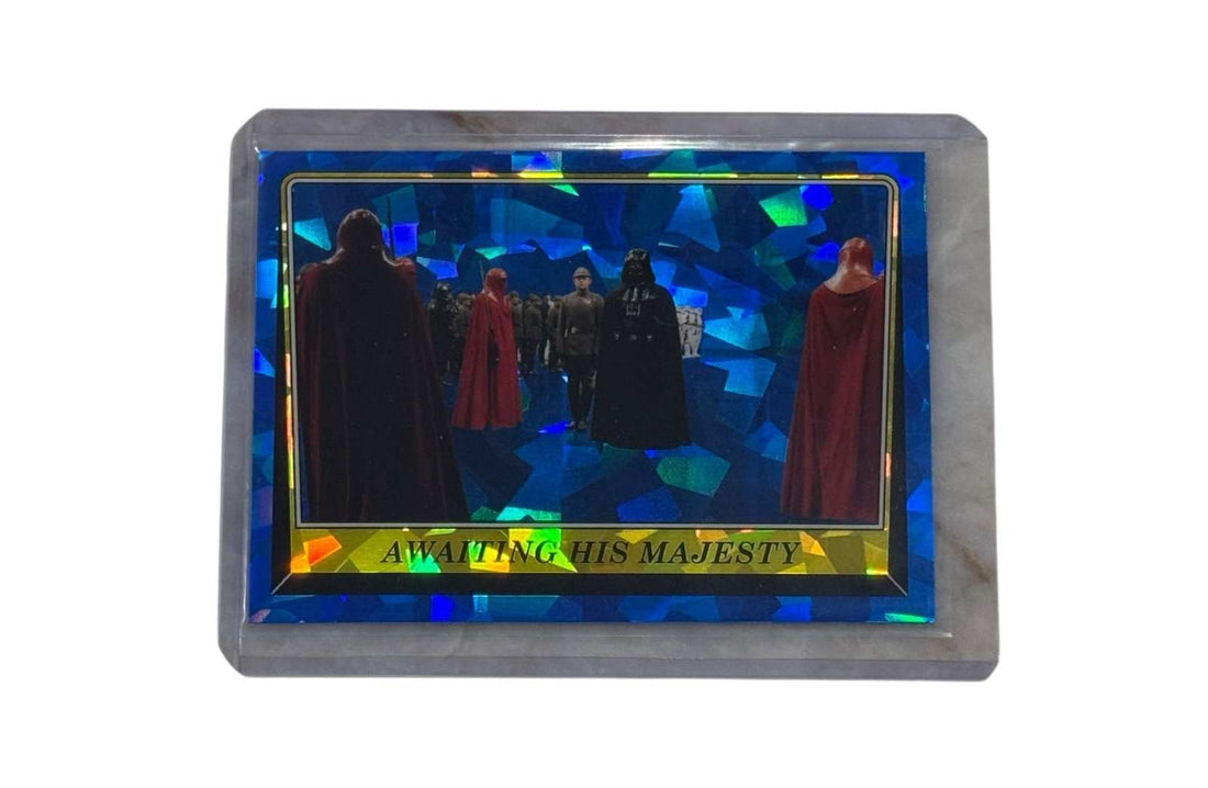 Return of the Jedi blue cracked ice foil card featuring Darth Vader and Imperial Royal Guards from 40th Anniversary Topps release