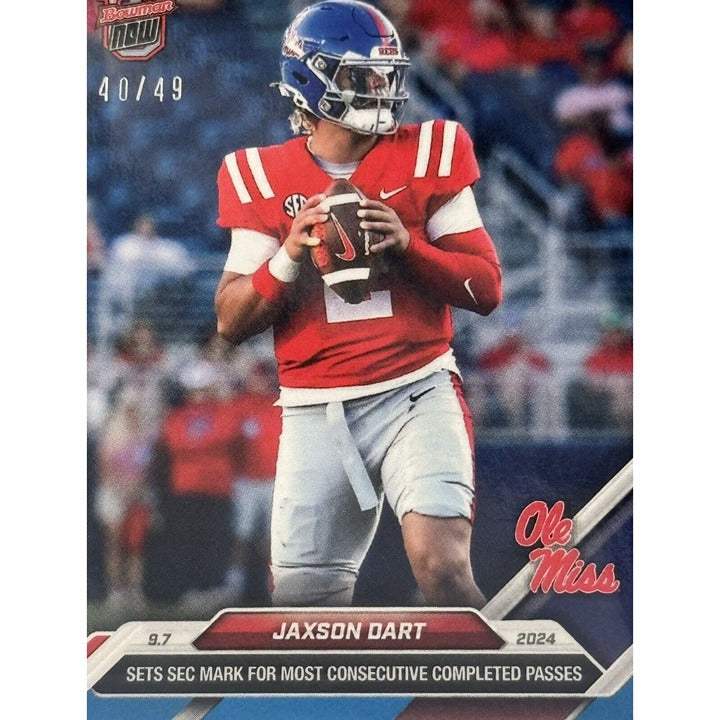 40/49 Limited Edition Jaxson Dart RC 2024 Bowman U Now NCAA Ole Miss Rookie Football Card