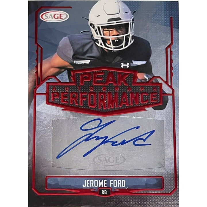 Jerome Ford 2022 Sage Peak Performance Auto Silver signed football card