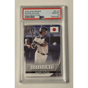 Shohei Ohtani 2018 Leaf Rookie Exclusive Flag PSA 10 GEM MINT baseball card in protective case