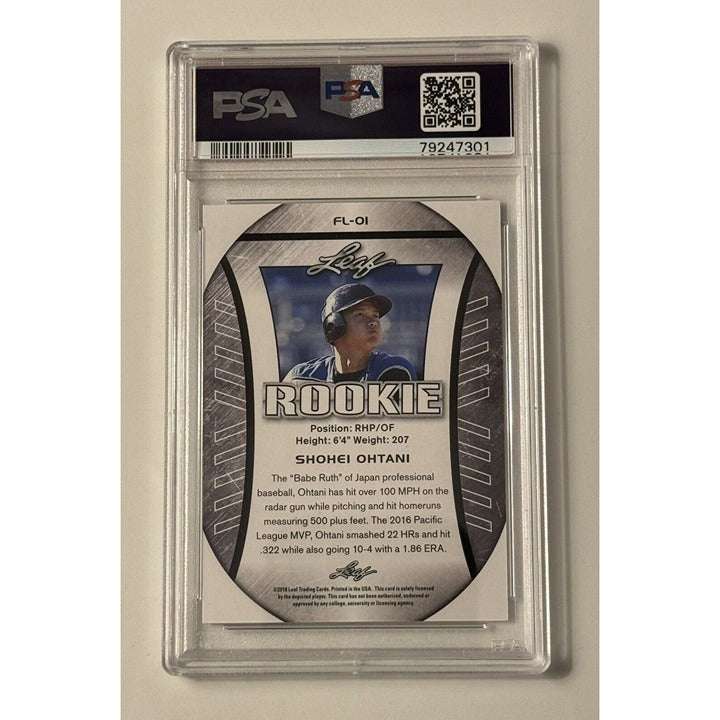 Shohei Ohtani 2018 Leaf Rookie Exclusive Flag PSA 10 GEM MINT baseball card in protective case