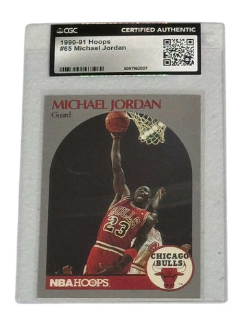 1990-91 Hoops Michael Jordan #65 NBA card CGC certified authentic Chicago Bulls dunk image
