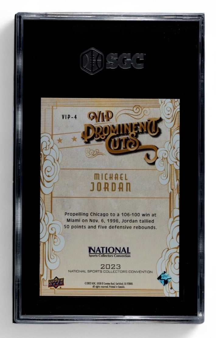 2023 UD THE NATIONAL Michael Jordan VIP Prominent Cuts basketball card SGC 9.5 grade