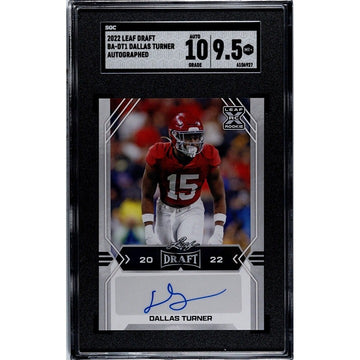 Dallas Turner RC Auto Alabama Crimson Tide 2022 Leaf Draft Autographs Red SGC 10