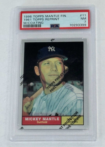 1996 Topps Mantle Finest 1961 reprint baseball card PSA 7 NY Yankees Mickey Mantle with coating