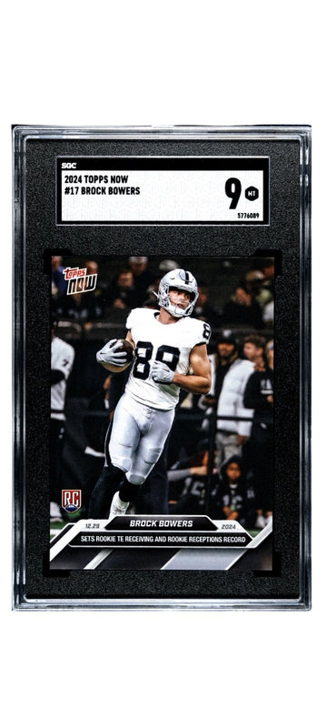 Brock Bowers RC 2024 Topps NOW Rookie Card graded SGC 9 Las Vegas Raiders