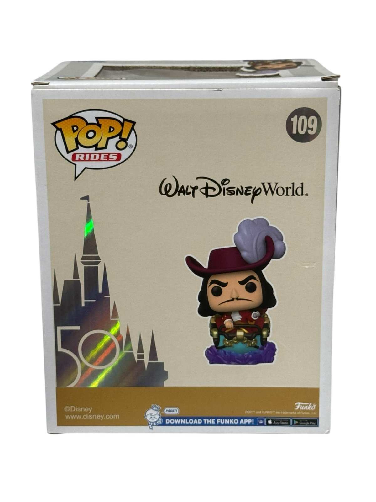 Funko Pop Rides Captain Hook 109 Disney World 50th Anniversary collectible box
