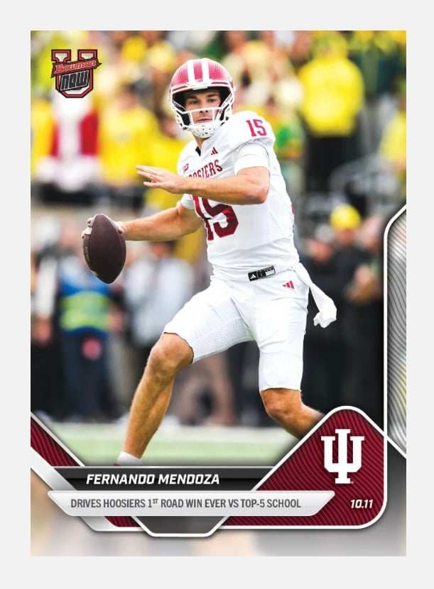 Fernando Mendoza 2025 Bowman U Topps football card Indiana QB limited edition
