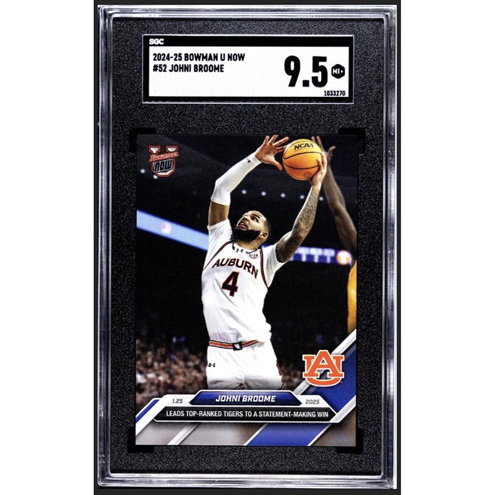 2024-25 Bowman U Now Johni Broome Rookie Leads Top Ranked Tigers Card 52 SGC 9.5