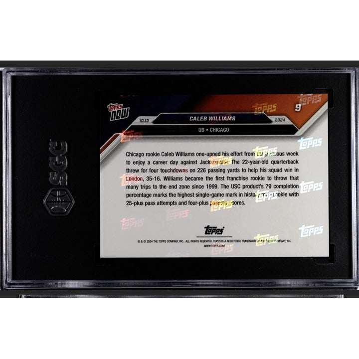 Caleb Williams RC 2024 Topps Now Chicago Bears graded 9.5 rookie football card in protective case