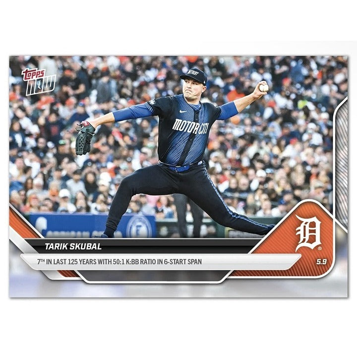 2025 Topps Now Tarik Skubal* 7th -50:1 K/BB Ratio - MLB Detroit Tigers Card #158