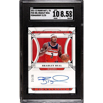 2021-22 National Treasures Bradley Beal* 21/25 Auto Penmanship PHS-BBL - SGC 8.5