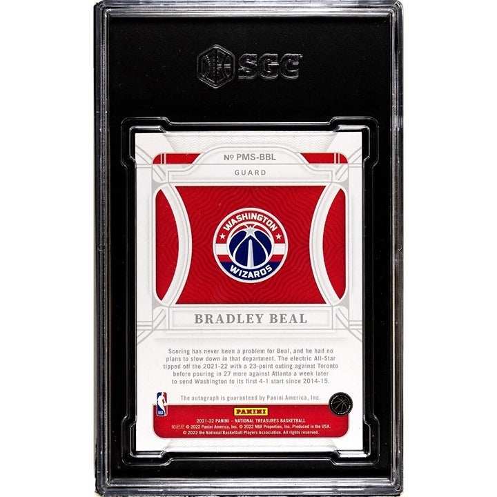 2021-22 National Treasures Bradley Beal autographed basketball trading card graded SGC 8.5, limited edition 21/25