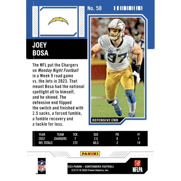 2023 Panini Contenders Joey Bosa Game Ticket Bronze NFL Chargers trading card