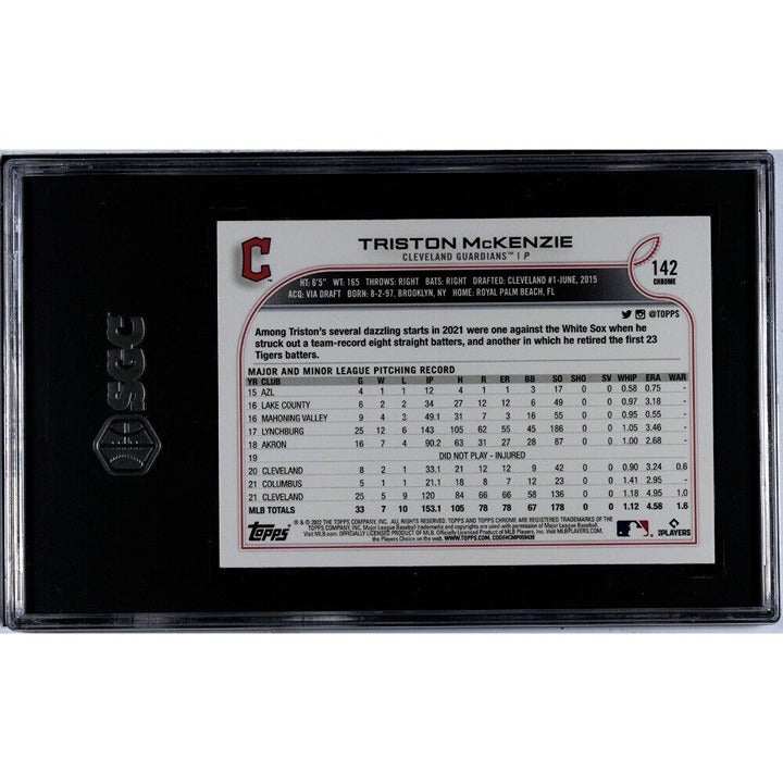 Triston McKenzie 2022 Topps Chrome Black & White Wave Refractor baseball card SGC 10