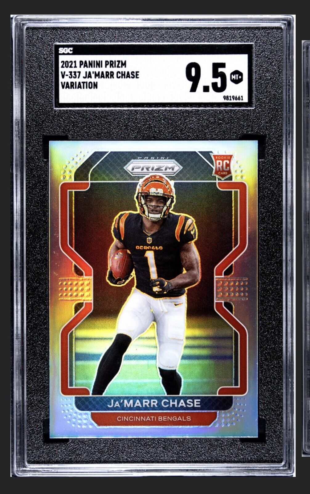 Ja'Marr Chase RC 2021 Panini Prizm Silver Variation Card #V337 Bengals graded SGC 9.5 in protective case