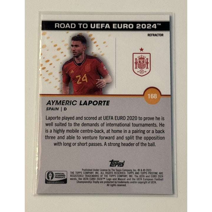 2023 Topps Pristine UEFA Road to EURO Aymeric Laporte Spain Refractor trading card 168