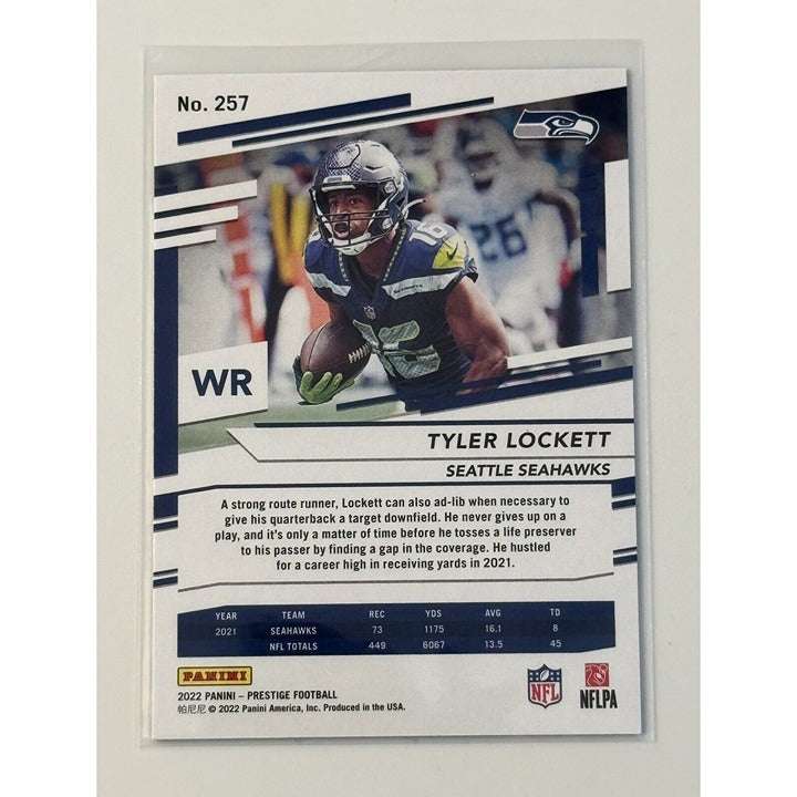 2022 Panini Prestige Tyler Lockett Seattle Seahawks NFL football card #257 in near mint condition
