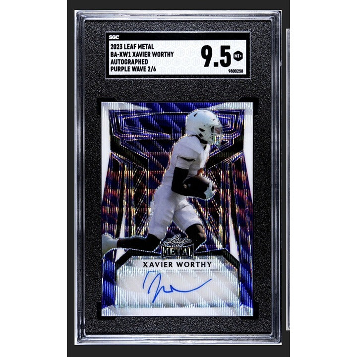 2/6 2023 LEAF METAL XAVIER WORTHY RC Auto Purple Wave #BA-XW1 NFL Chiefs SGC 9.5
