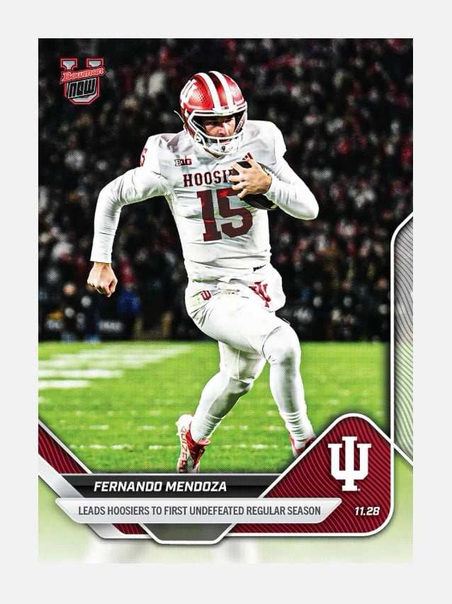2009 Printed Fernando Mendoza 2025 Bowman U Topps Now Indiana QB football card