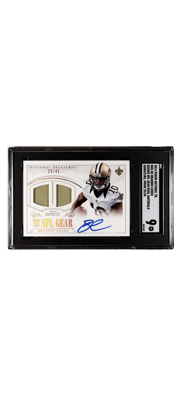29/49 2014 Panini National Treas
Brandin Cooks Auto
#RGS-BC NFL 
Materials SGC 9