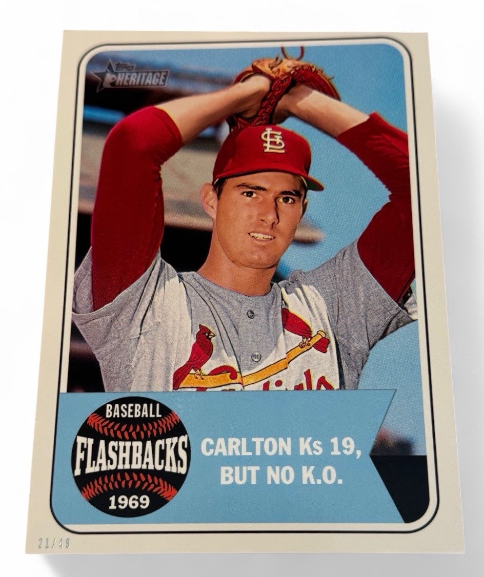 /49 OVERSIZED* Steve Carlton - 2018 Topps Heritage FB BF-SC - 1969 MLB Cardinals