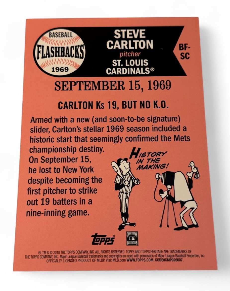 2018 Topps Heritage 49 OVERSIZED Steve Carlton 1969 MLB Cardinals baseball card