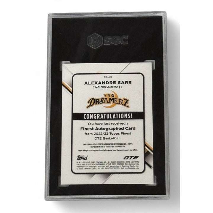 2022-23 Topps Finest OTE Alexandre Sarr Rookie Auto SP NBA Wizards signed card in SGC case