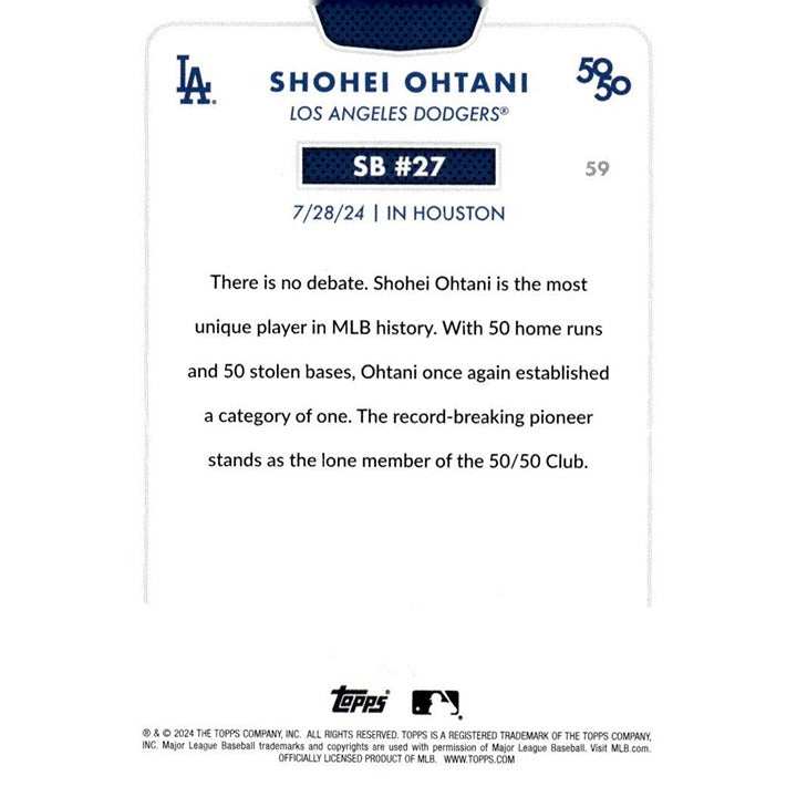 2024 Shohei Ohtani LA Dodgers Topps NOW 50/50 baseball card #SB 27