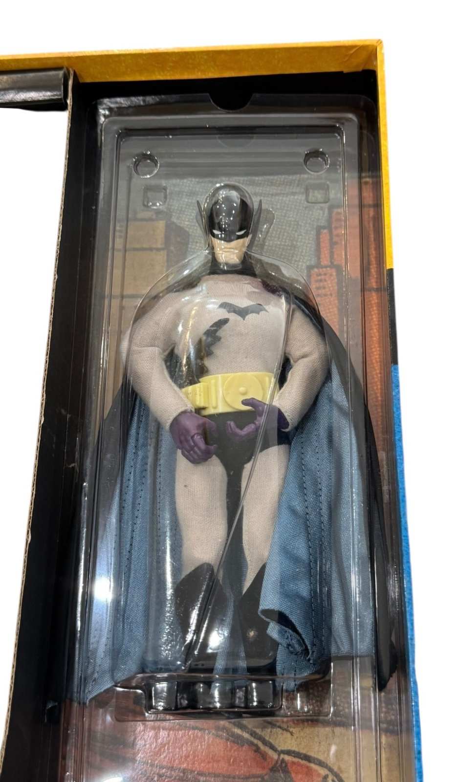 Vintage 1999 Batman 9-inch Golden Age action figure in collector box set with comic and history book