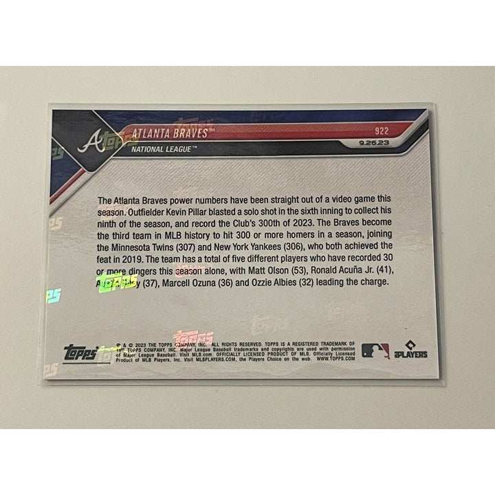 2023 Topps Now Atlanta Braves 300 HRs in a Season blue parallel baseball card