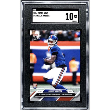 Malik Nabers RC 2024 Topps NOW Football card graded SGC 10 in New York Giants uniform