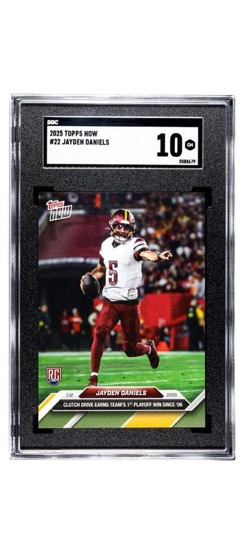 Jayden Daniels 2025 Topps NOW Rookie Card #22 SGC 10 gem mint NFL Commanders limited edition