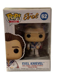 Evel Knievel Funko Pop vinyl figure in red, white, and blue jumpsuit, collector display box.