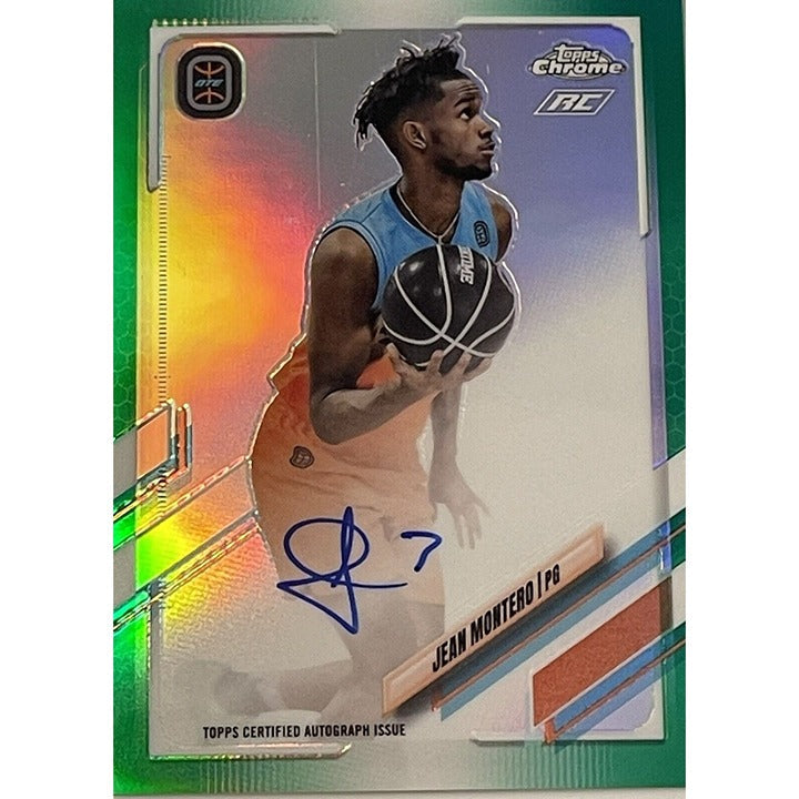 Jean Montero RC 2021-22 Topps Chrome Aqua Green Refractor autographed basketball trading card numbered 17/75