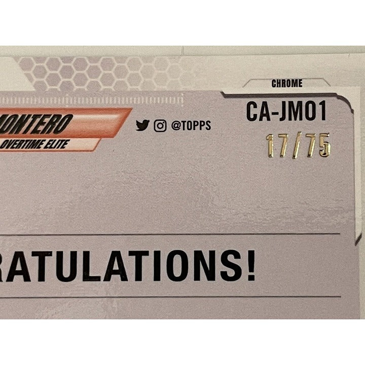 Jean Montero RC 2021-22 Topps Chrome OTE 17/75 Aqua Green Refractor autographed Knicks trading card